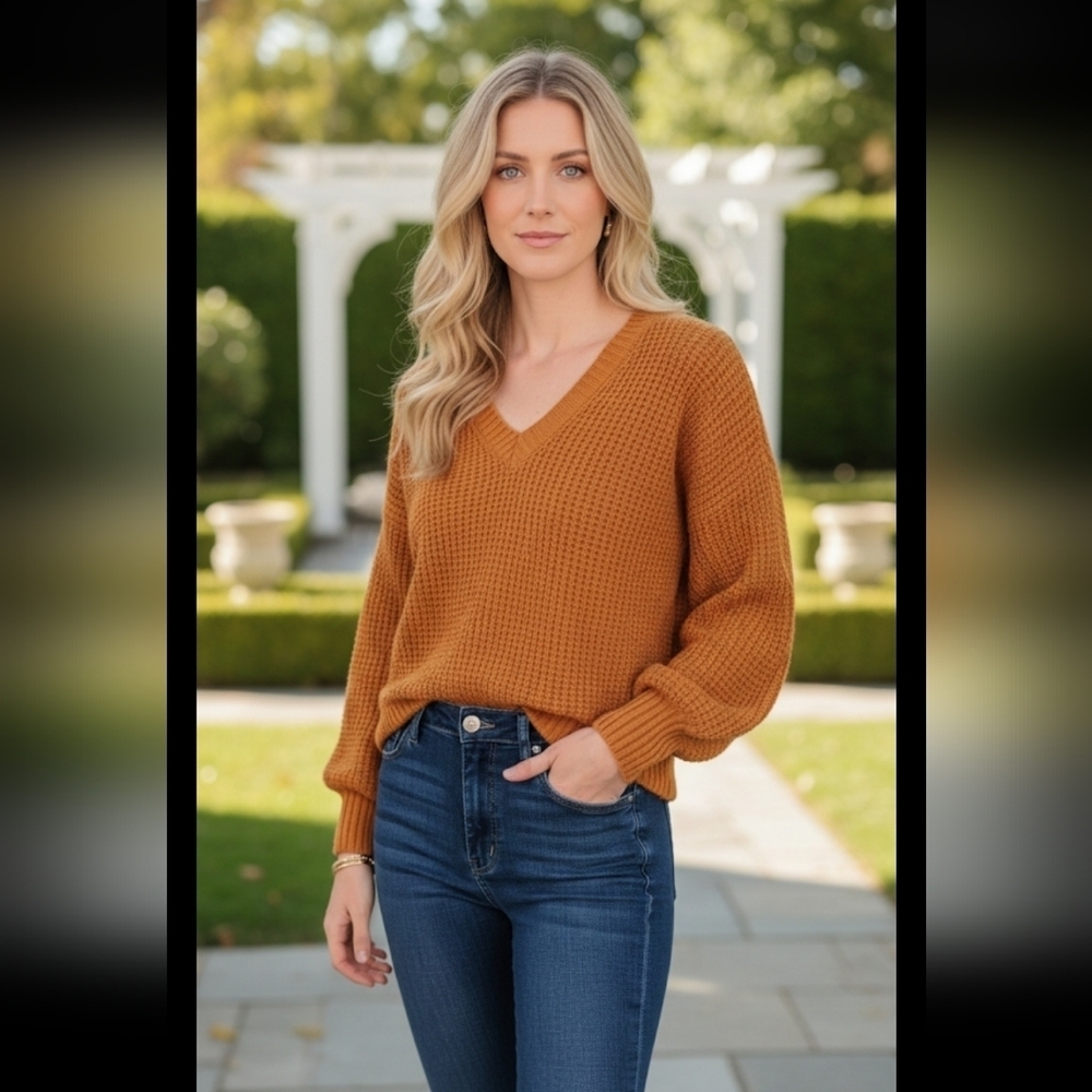J. Crew Women's V-Neck Sweater in Warm Orange